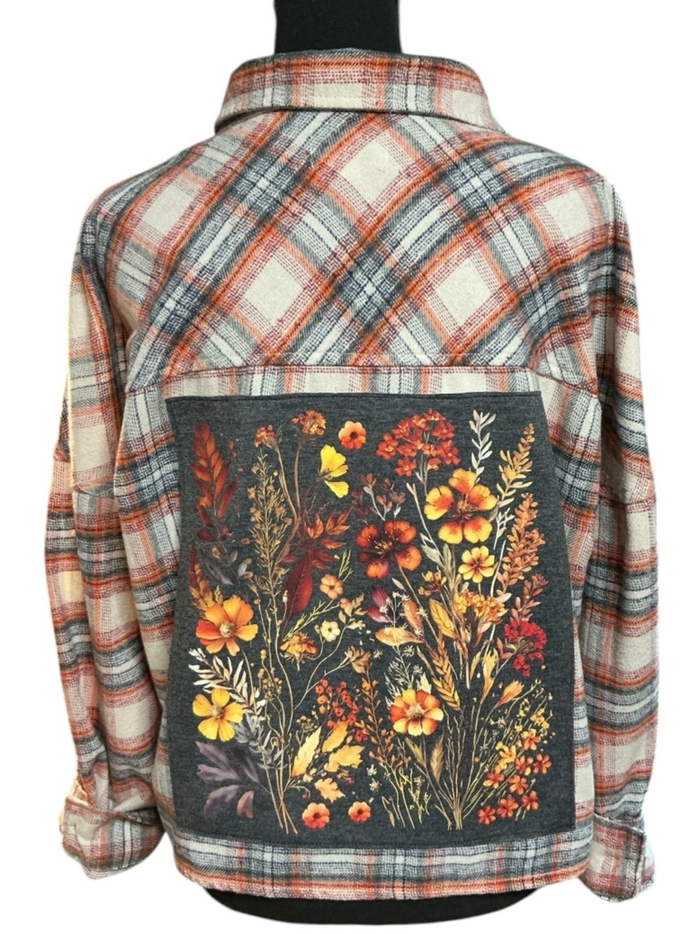 Upcycled Tee Shirt Flannel Top Autumn Fall Garden Nature